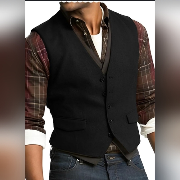 Rock & Republic Other - ROCK & REPUBLIC MEN'S BLACK WESTERN DENIM VEST SIZE MEDIUM